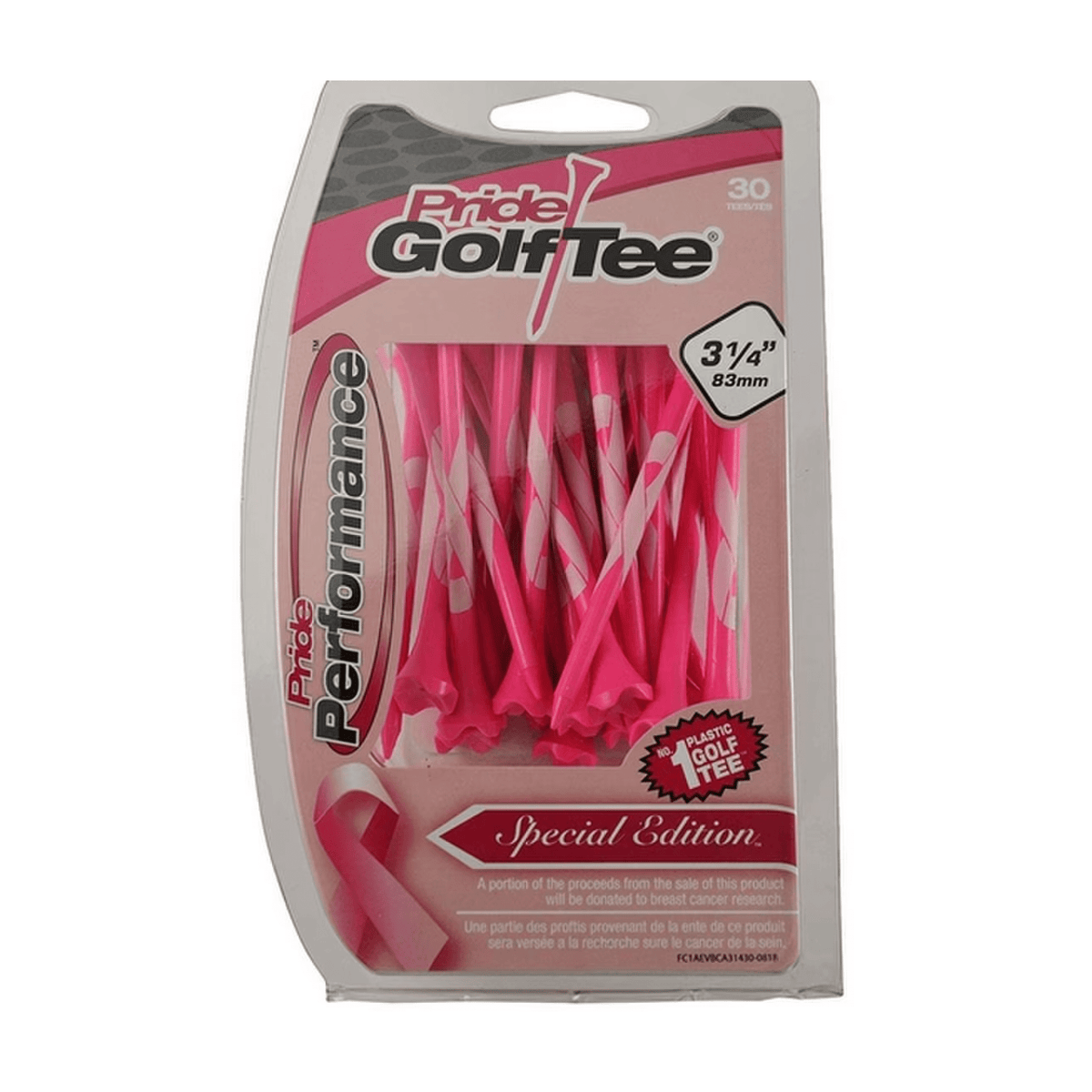 Breast Cancer Tee 3-1/4" Performance 30 Pack