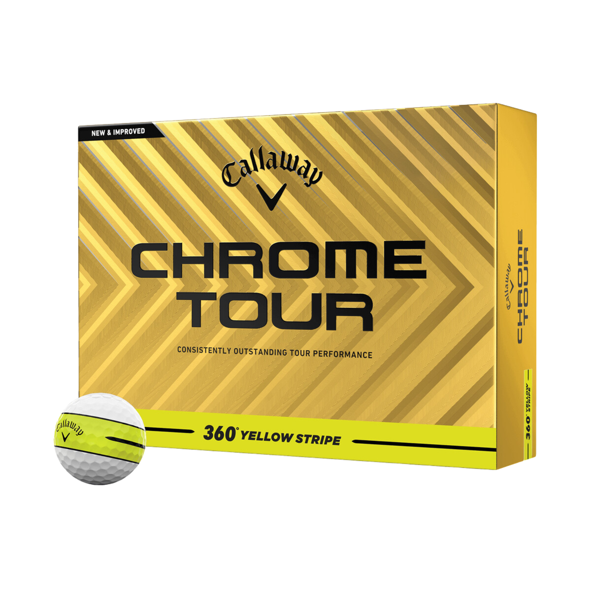 Callaway Chrome Tour 360° Yellow Stripe Golf Balls