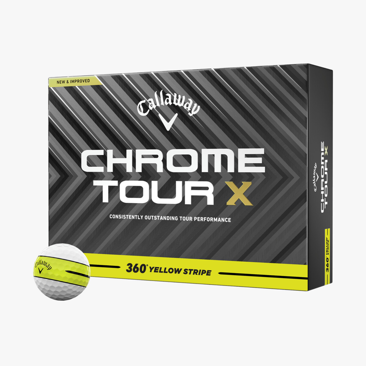 Callaway Chrome Tour X 360° Yellow Stripe Golf Balls