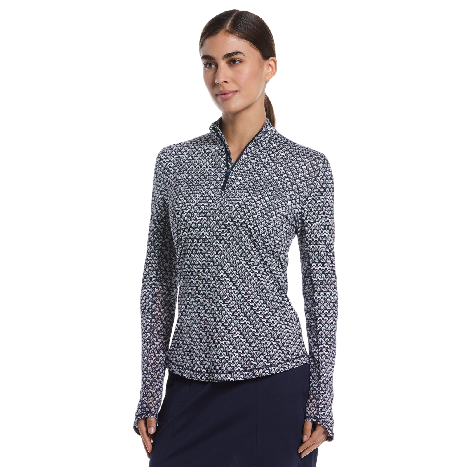 Callaway Women's Scarf Geo Print Golf Quarter-Zip Sweater