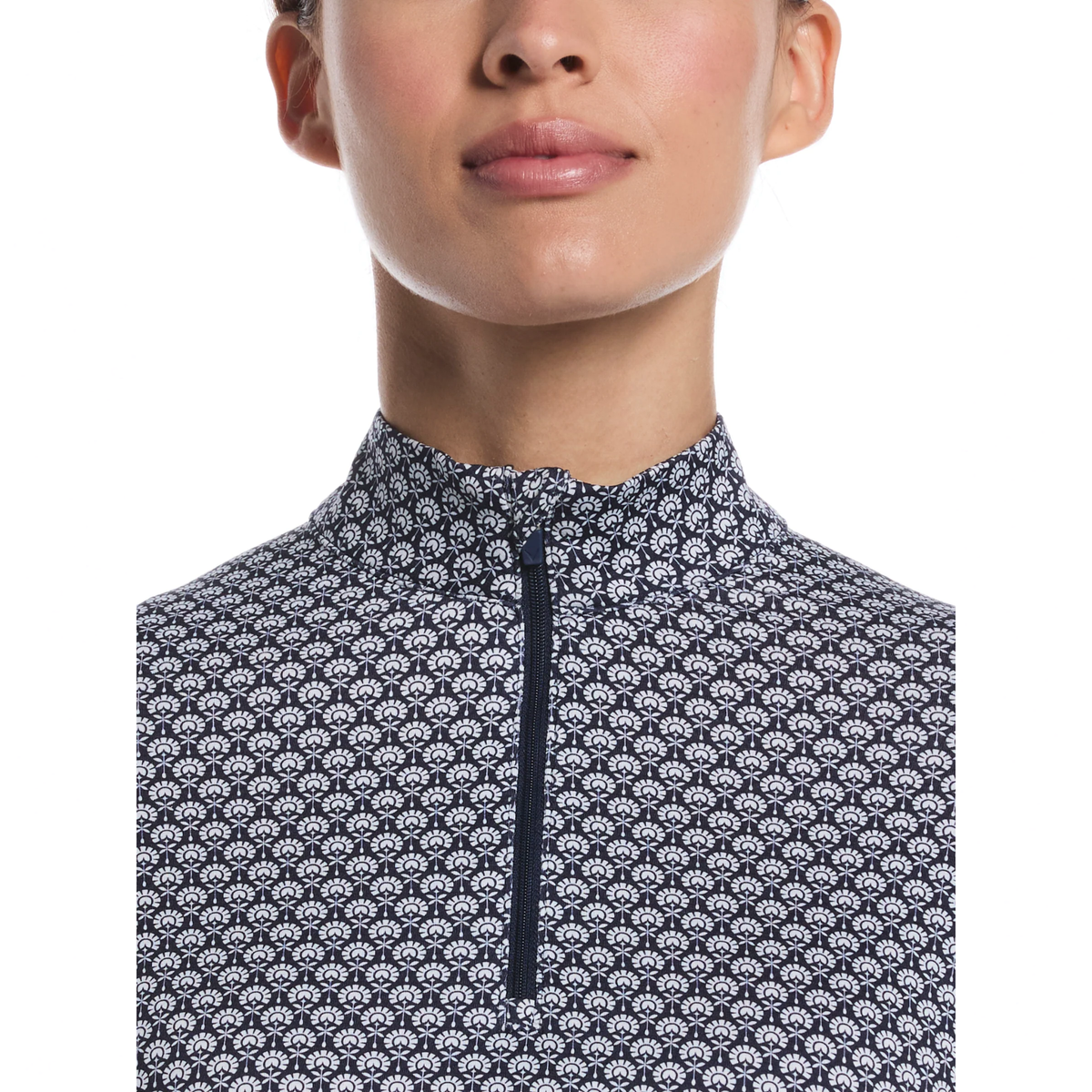 Callaway Women's Scarf Geo Print Golf Quarter-Zip Sweater