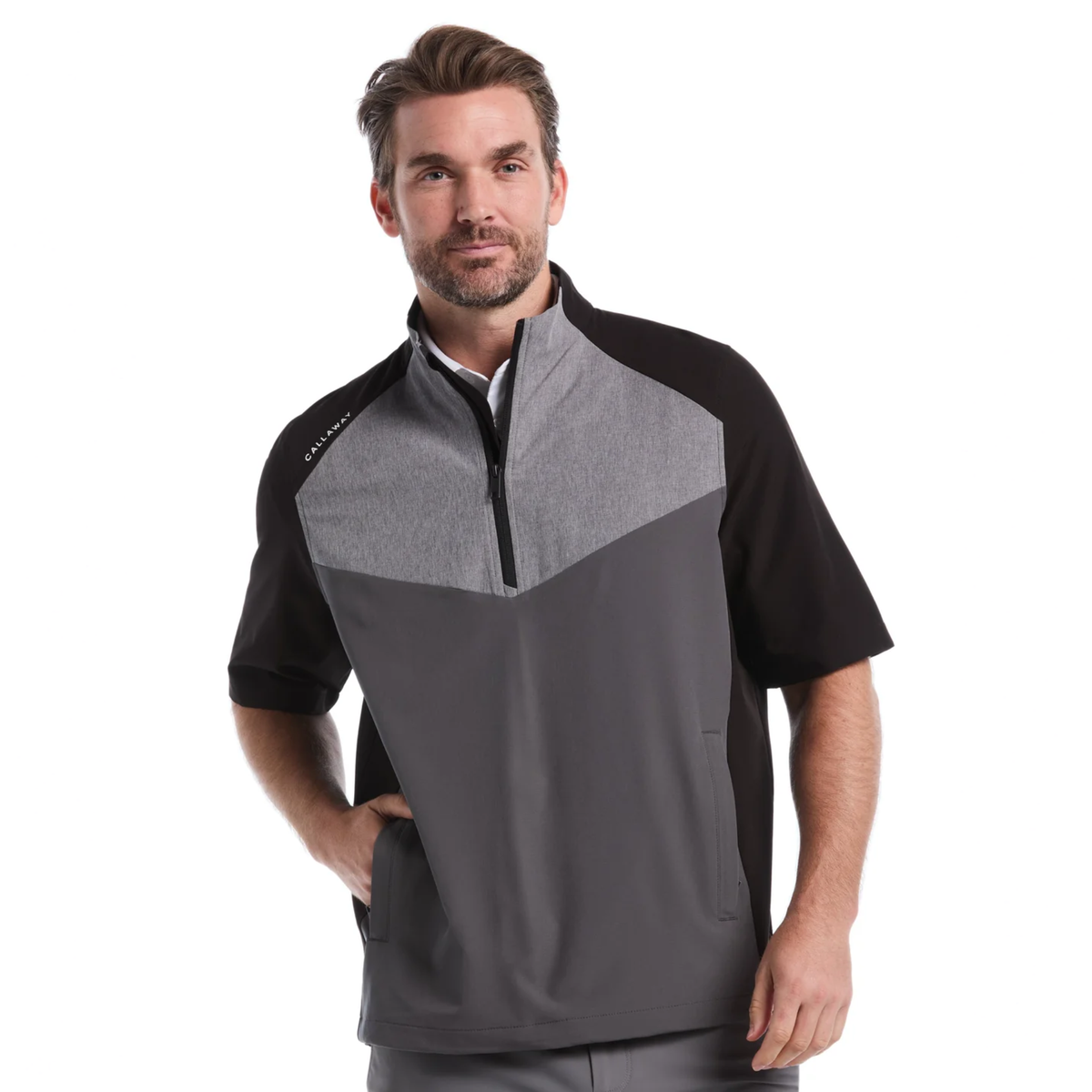 Callaway Mens Half Zip SS Wind Jacket