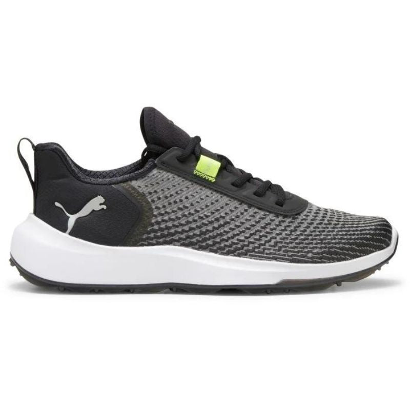 PUMA Men's FUSION Crush Sport Spikeless Golf Shoes Black Electric Lime Medium