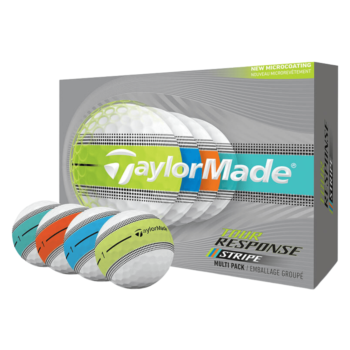 TaylorMade Tour Response Stripe Golf Balls Neon Multi Pack